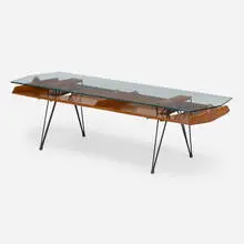 Le Opere e i Giorni, Opere coffee table, c. 2010, enameled steel, walnut, glass