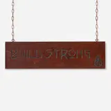 Contemporary Roycroft, Build Strong hanging sign, oak, iron