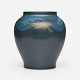 Arthur Eugene Baggs for Marblehead Pottery, Rare vase with seagulls and waves