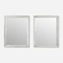 Art Deco-Style, Wall mirrors, pair, c. 1955, etched and mirrored glass, painted wood