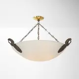 Empire Style, Plaffonier with swans, bronzed resin, epoxy resin