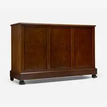 Empire, Cabinet, burled walnut, mahogany, brass