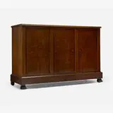 Empire, Cabinet, burled walnut, mahogany, brass