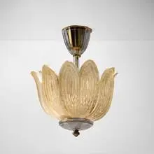Tulip-form ceiling lamp by Carl Fagerlund, c. 1950, molded glass, brass, sold Nov 2025