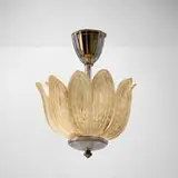 Carl Fagerlund, Tulip-form ceiling lamp, c. 1950, molded glass, brass