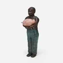 Steven Beyer, Untitled (Figure Holding a Pig), 1987, painted brass