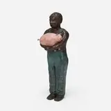 Steven Beyer, Untitled (Figure Holding a Pig), 1987, painted brass