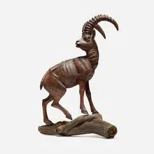 Black Forest, Mountain Goat sculpture, c. 1890, carved wood