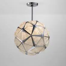 Moderne, Ceiling lamp, c. 1965, molded glass, chrome-plated steel