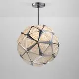 Moderne, Ceiling lamp, c. 1965, molded glass, chrome-plated steel