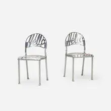 Hello There chairs, pair by Jeremy Harvey, 1978, cast aluminum, sold Jul 2016