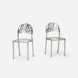 Jeremy Harvey, Hello There chairs, pair, 1978, cast aluminum