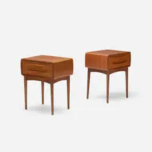 nightstands, pair by Johannes Andersen, c. 1960, teak, sold Jul 2016