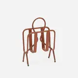 Jacques Adnet, magazine stand, c. 1950, saddle-stitched leather, brass