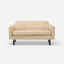 Edward Wormley, settee, c. 1967, upholstery, lacquered wood