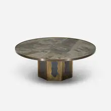Philip and Kelvin Laverne, Chan coffee table, c. 1965, acid-etched and patinated brass, pewter