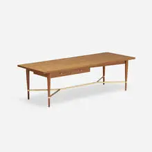 Connoisseur Collection coffee table by Paul McCobb, 1953, stained mahogany, brass, sold Jul 2016