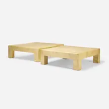 Parsons tables, pair by Karl Springer, goatskin parchment over wood, sold Jul 2016