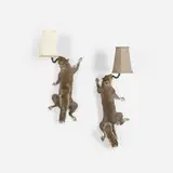 Alex Randall, Squirrel Wall Light, pair, 2010, humanely sourced taxidermy squirrels, silk shades