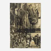 Henry Hanson, Totem, 1967, collage on canvas, steel
