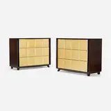 Gilbert Rohde, cabinets model 4140, pair, 1941, lacquered mahogany, leatherette