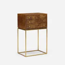 jewelry chest by Milo Baughman, c. 1970, burled olive wood, brass, sold Jul 2016