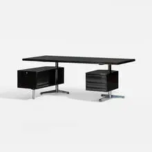 executive desk, model T96 by Osvaldo Borsani, 1956, mahogany, leather, lacquered wood, aluminum, steel, sold Jul 2016