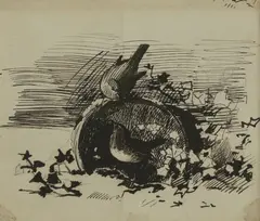 Untitled by Archibald Thorburn, pen and ink 11 x 12.7cm, sold Oct 2020