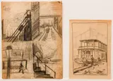 Pair of Drawings: 1. Riverboat on the Allegheny River, Pittsburgh by Frank Kelly Freas, 1946, pencil on paper, offered Aug 2020