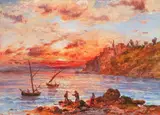 Regis Francois Gignoux, Sunset on the French Coast with Soldier