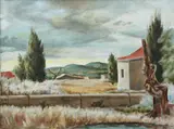Outskirts Florence Italy by Jack J. Greitzer, 1936, oil on canvas, offered Aug 2020