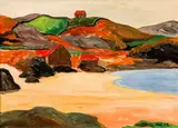 Oceanside Scene by Mmk, 1932, oil on canvas, initialed and, offered Aug 2020
