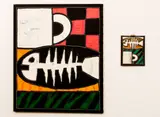 Fishbone together with Study, primary piece by Katrin Braun, oil on canvas, offered Aug 2020
