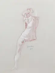 Harry Carmean, Group of 4 Studies of the Female Nude, colored, pencil on paper, each one