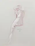 Harry Carmean, Group of 4 Studies of the Female Nude, colored, pencil on paper, each one