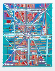 Risaburō Kimura, Title: City 368, Year: 1971, Medium:, serigraph printed in colors, pencil