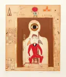 Mireille Kramer, Seated Figure Under Eye, color, lithograph