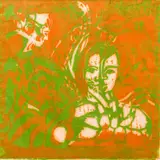 The Temptation, 1974, color by Sarah A. Livdinic?, woodcut on paper, offered Aug 2020