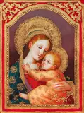 Madonna and Child by Diana Mendoza, oil and gilding on canvas, offered Aug 2020