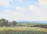 Untitled by Jerry G. Ruthven, oil on canvas landscape painting, offered Aug 2020