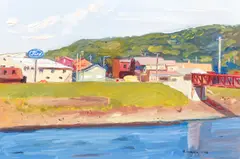 Stephen Hankin, Bridge and Ford sign in Pittsburgh, 2008, oil on artist's board