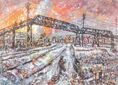 Robert Qualters, Hazelwood Winter, 1997, oil, watercolor, pastel, and pencil with mixed media on paper
