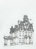 McKee House by Harry Schwalb, 2001, etching on Natsume rice paper, offered Jun 2020