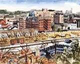 Sandra Sheeran, South Side Flats Panorama, watercolor