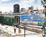 Sandra Sheeran, South Side Train Tracks looking towards Pittsburgh, watercolor