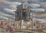 Abandoned Water Tank by Milton G. Weiss, gouache on paper, offered Jun 2020