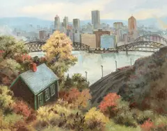 Robert Young, Pittsburgh Along the Monongahela, oil on canvas