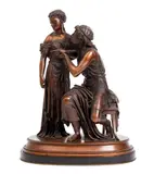 Man and Woman, late 19th century, a large and heavy by Jean-Louis Grégoire, bronze sculpture attached to pedestal, figures, offered Jun 2020