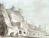 Samuel Hieronymus Grimm, Salvagers on a Beach, 1770, watercolor, ink and wash