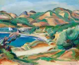 Adolphe Milich, Seaside Landscape, oil on canvas, mid-20th century